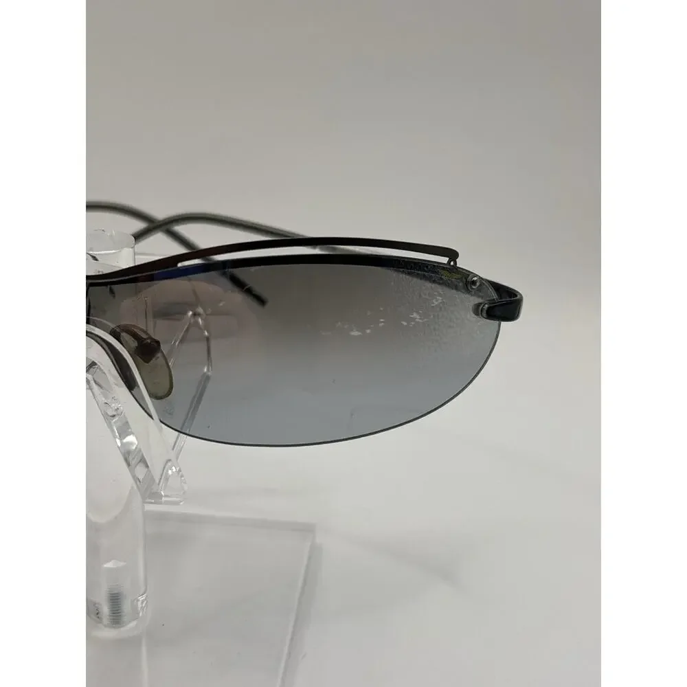MIH-AGH Eyewear 8353 Rimless Shield Sunglasses Gray Lens Black Gunmetal